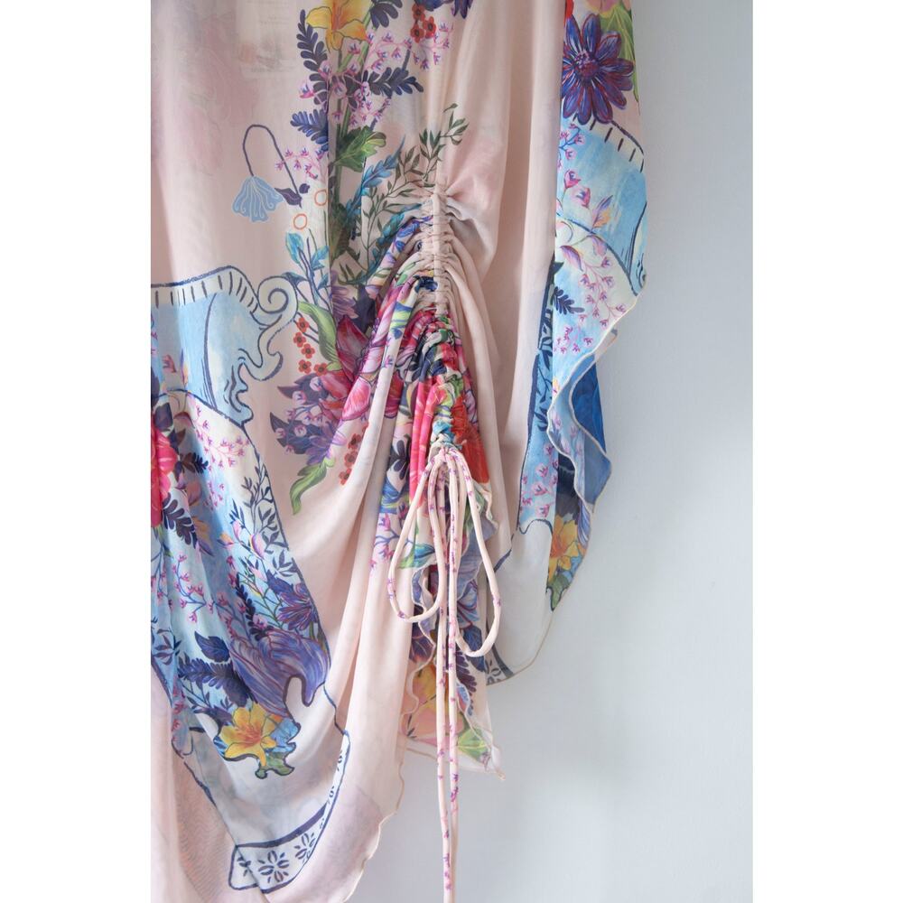 Agua Bendita Pink Floral Cover-Up with Multicolor Print - Picture 4 of 6